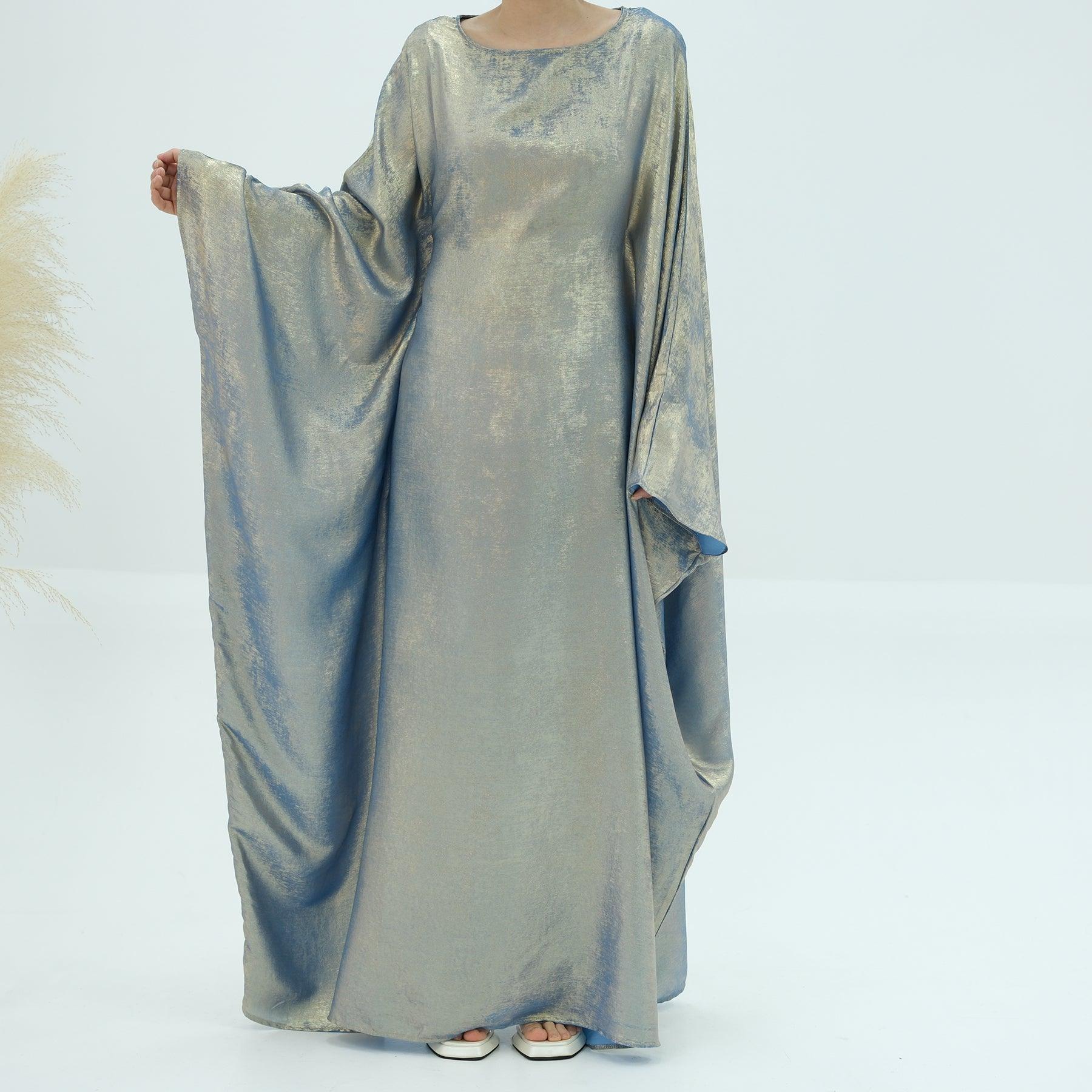 Metallic Butterfly Sleeves Dress Abaya - ANNA - Eolante Clothing