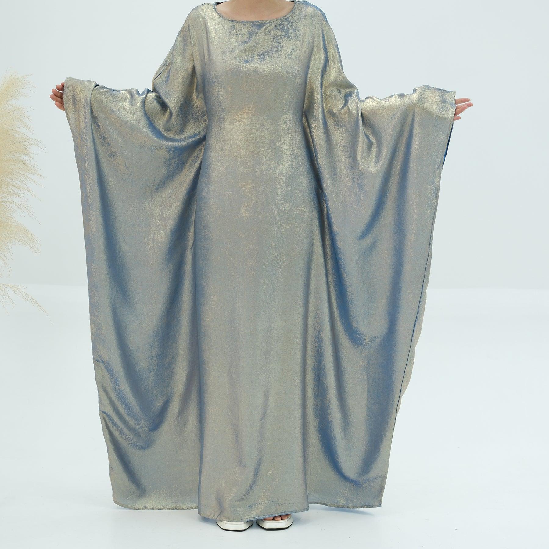 Metallic Butterfly Sleeves Dress Abaya - ANNA - Eolante Clothing