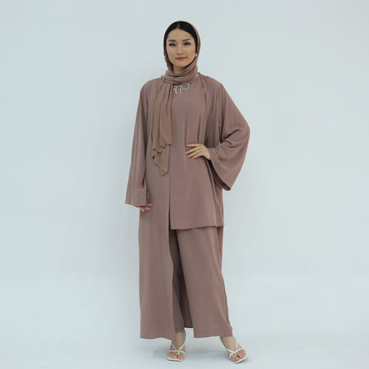 3-delige gekreukte broek abaya set