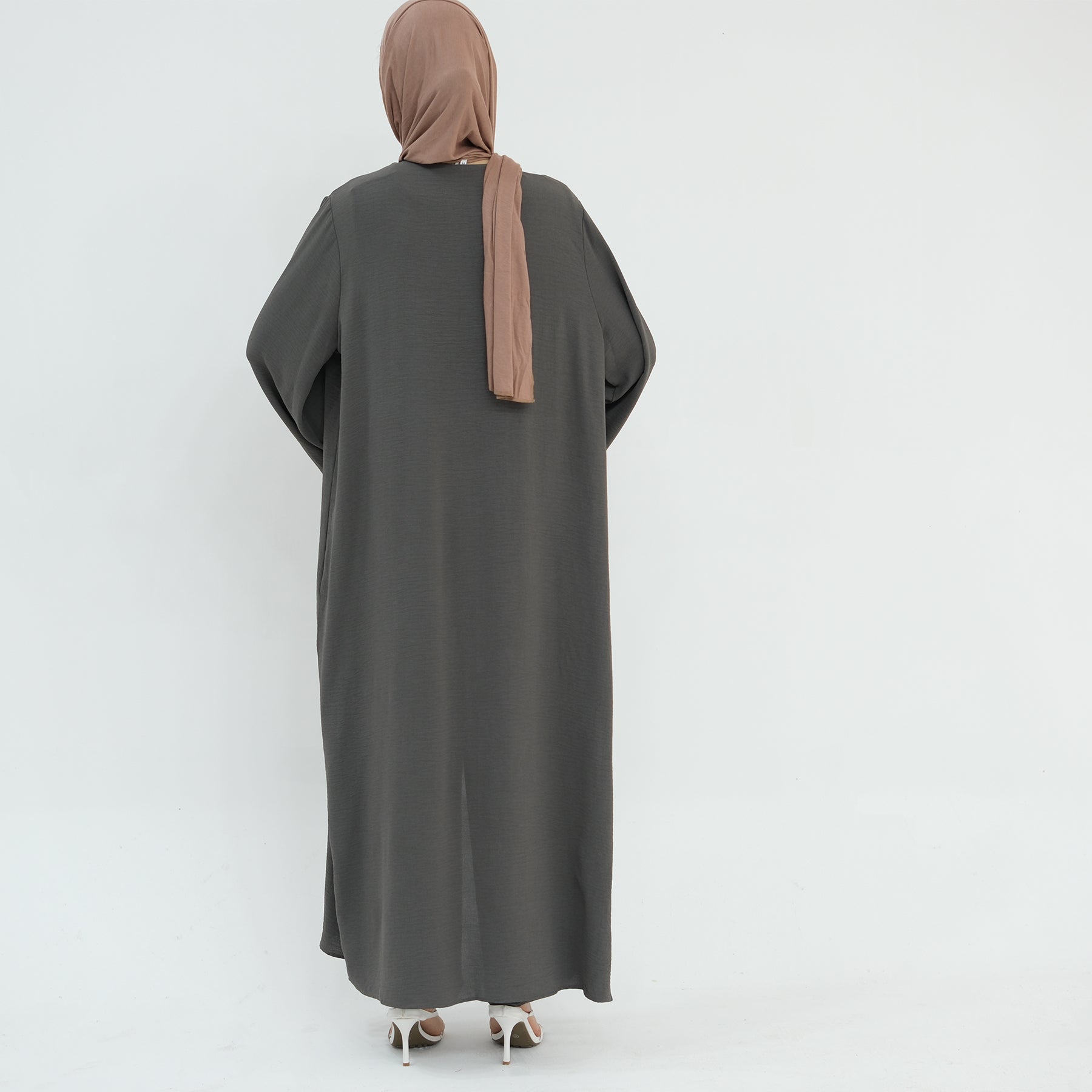 3 Piece Abaya Set, Wrinkled Abaya, Matching HIjab and Belt - Eolante Clothing