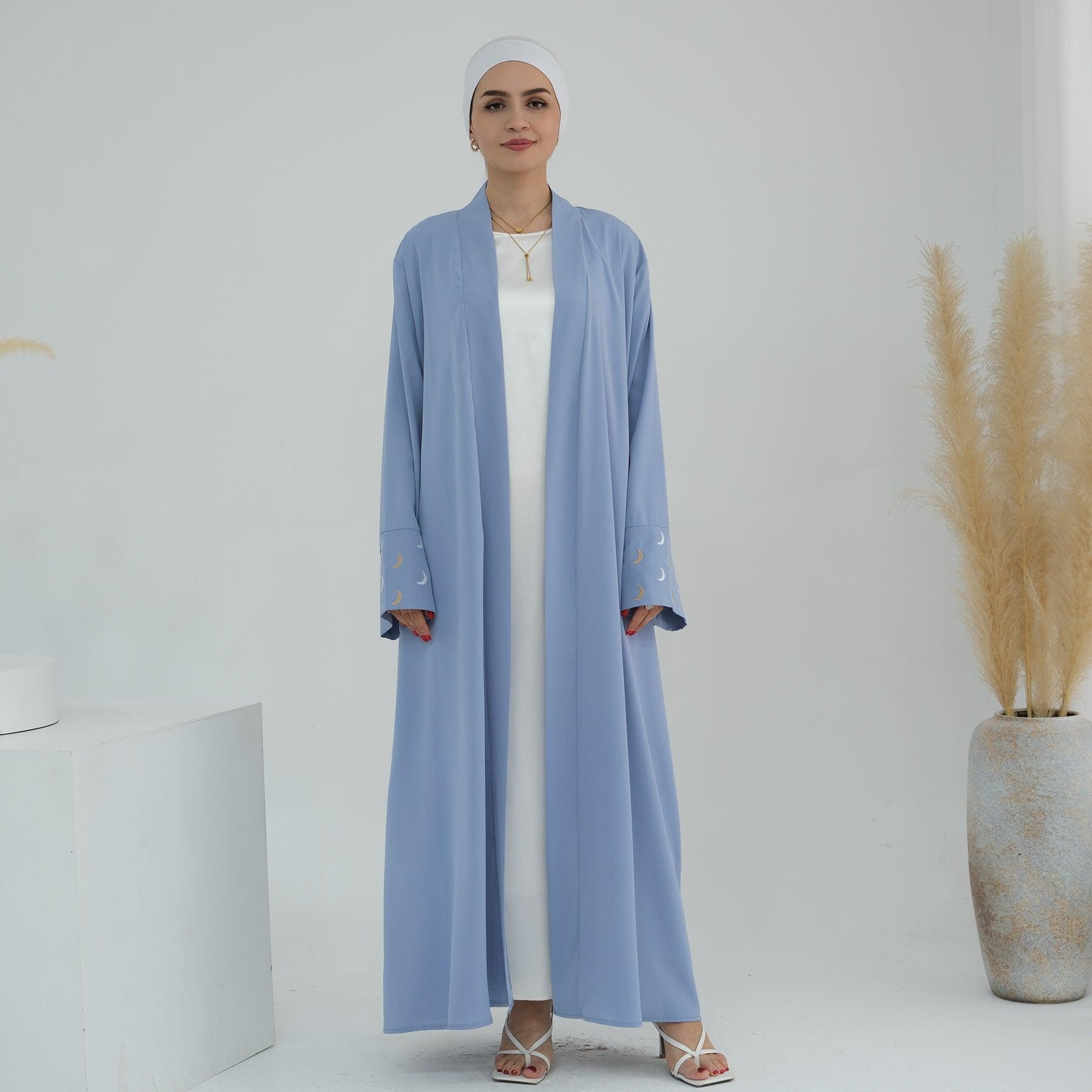 Light Blue Satin Oversized Abaya | Eolante Clothing 