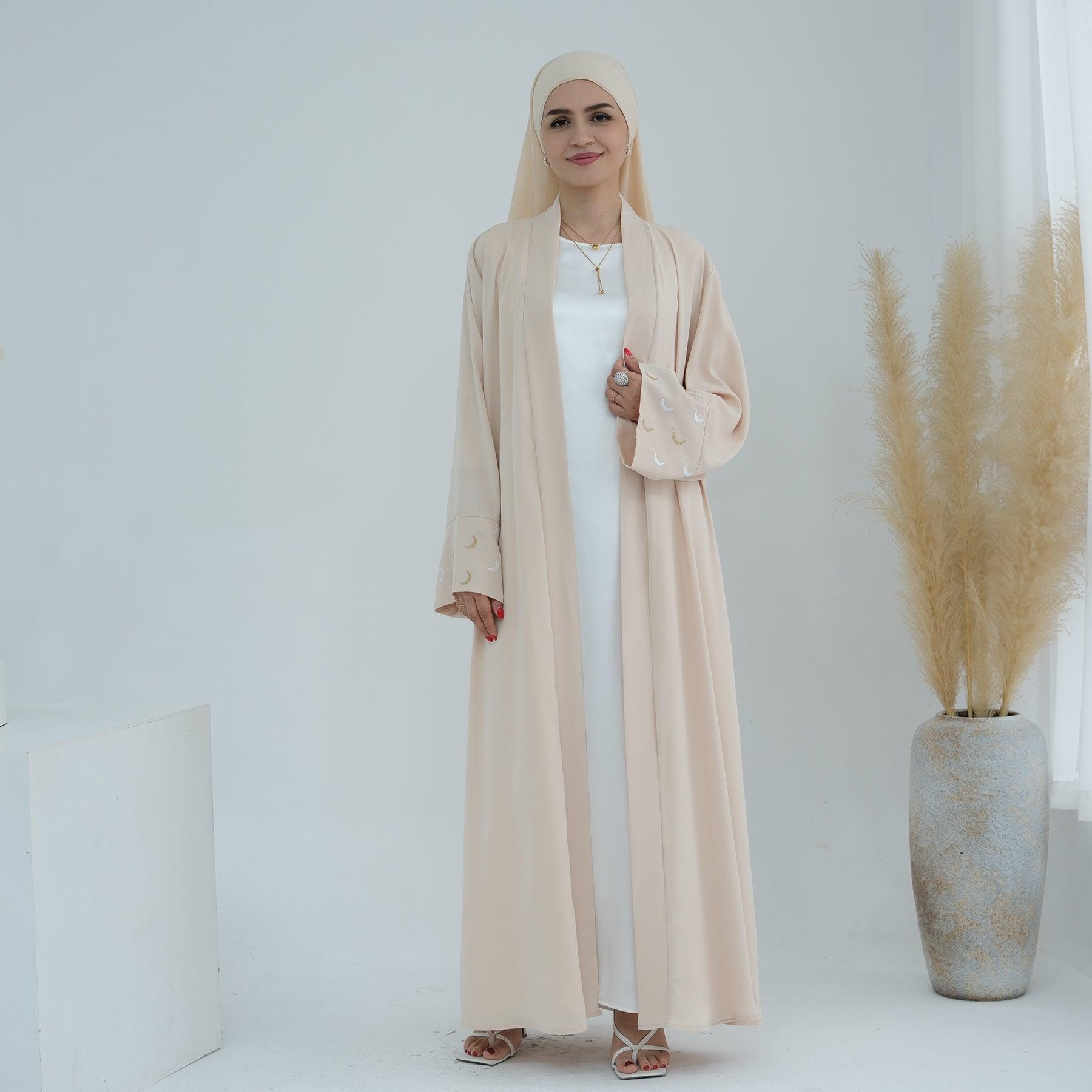 Satin Oversized Abaya in Beige | Eolante Clothing 