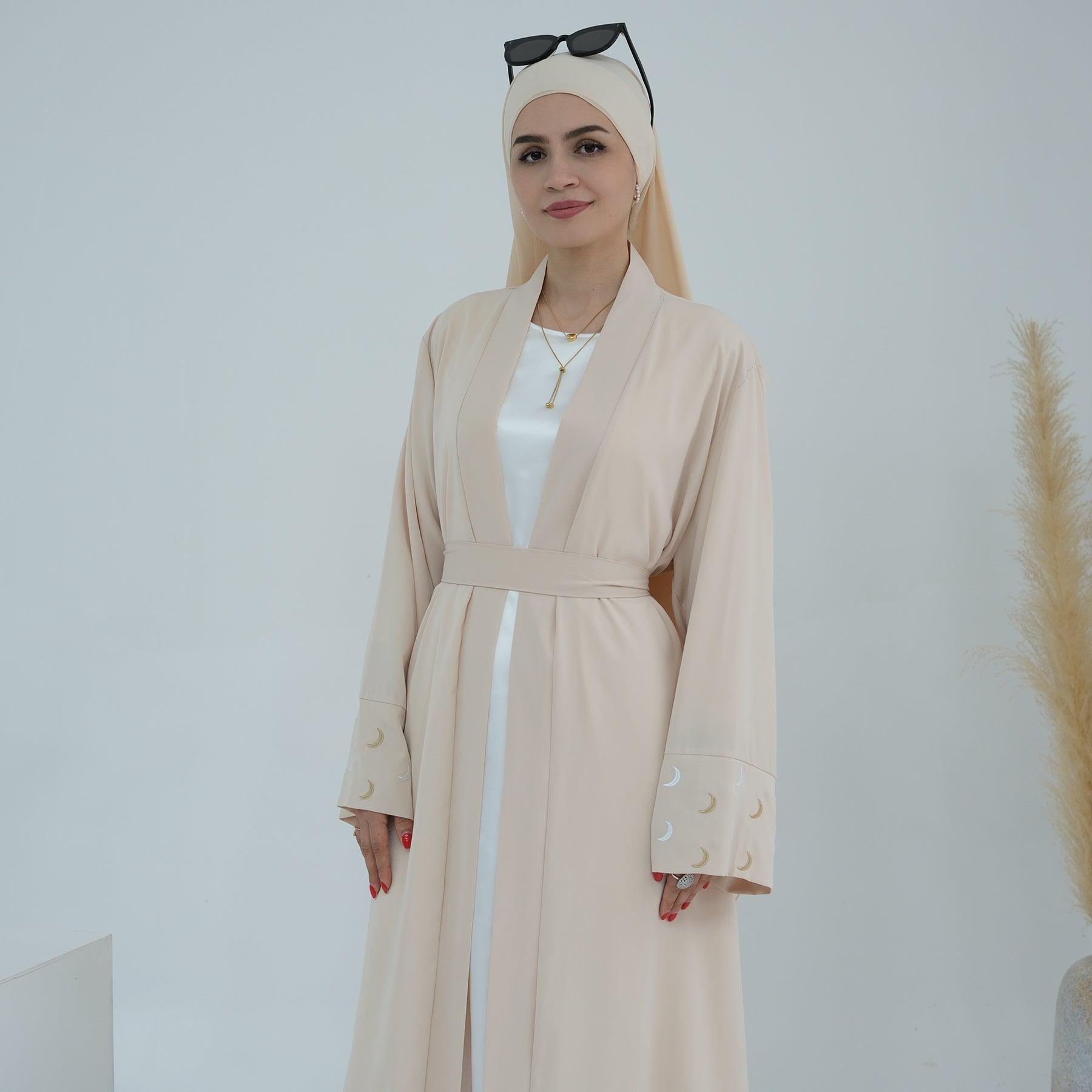 Oversized Open Abaya in Beige | Eolante Clothing 