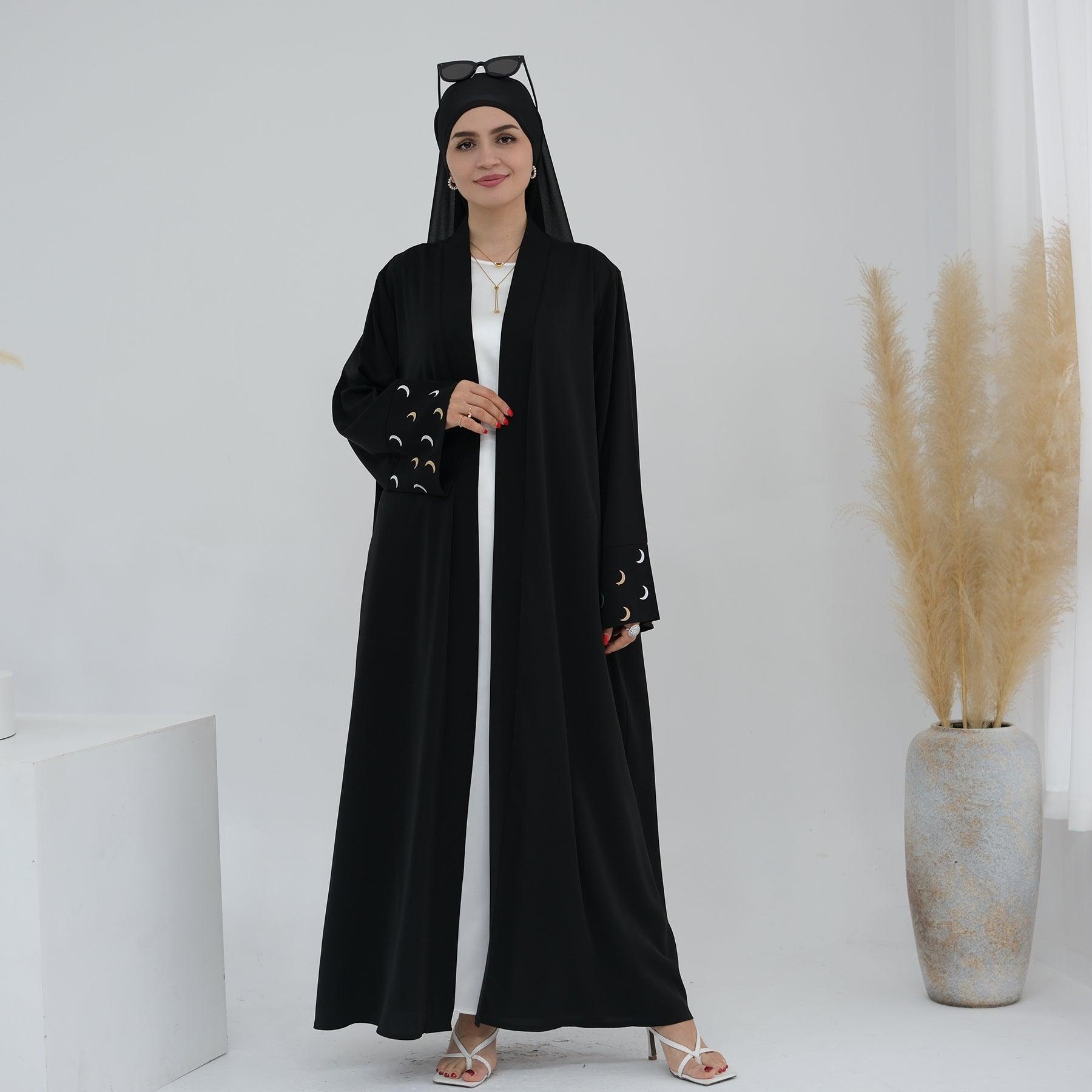 Oversized Open Abaya in Black | Eolante Clothing 