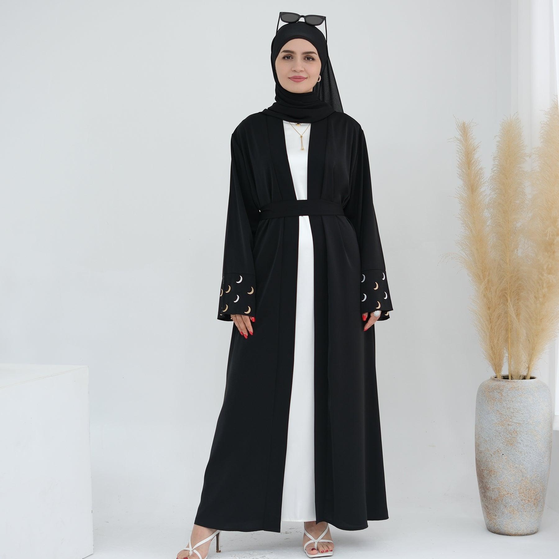 Oversized Abaya in Black Satin | Eolante Clothing 