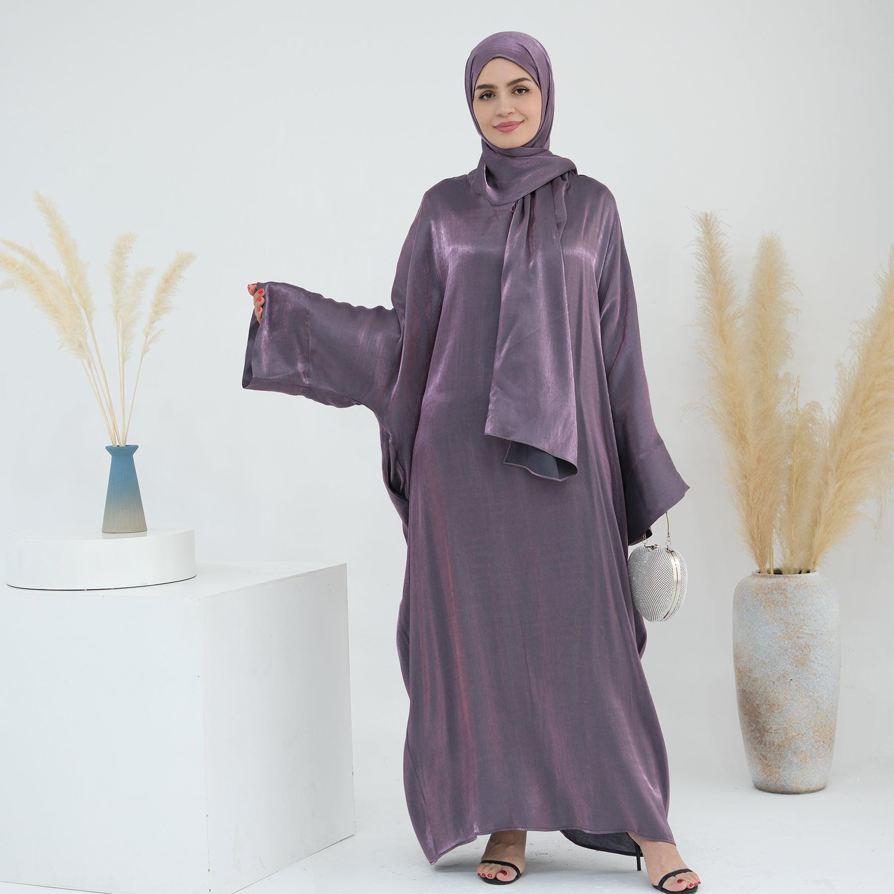 Purple Abaya & Hijab with Butterfly Sleeves | Eolante Clothing 