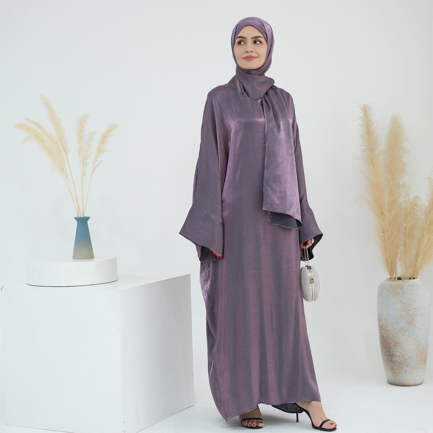 Purple Metallic Abaya Dress | Eolante Clothing 