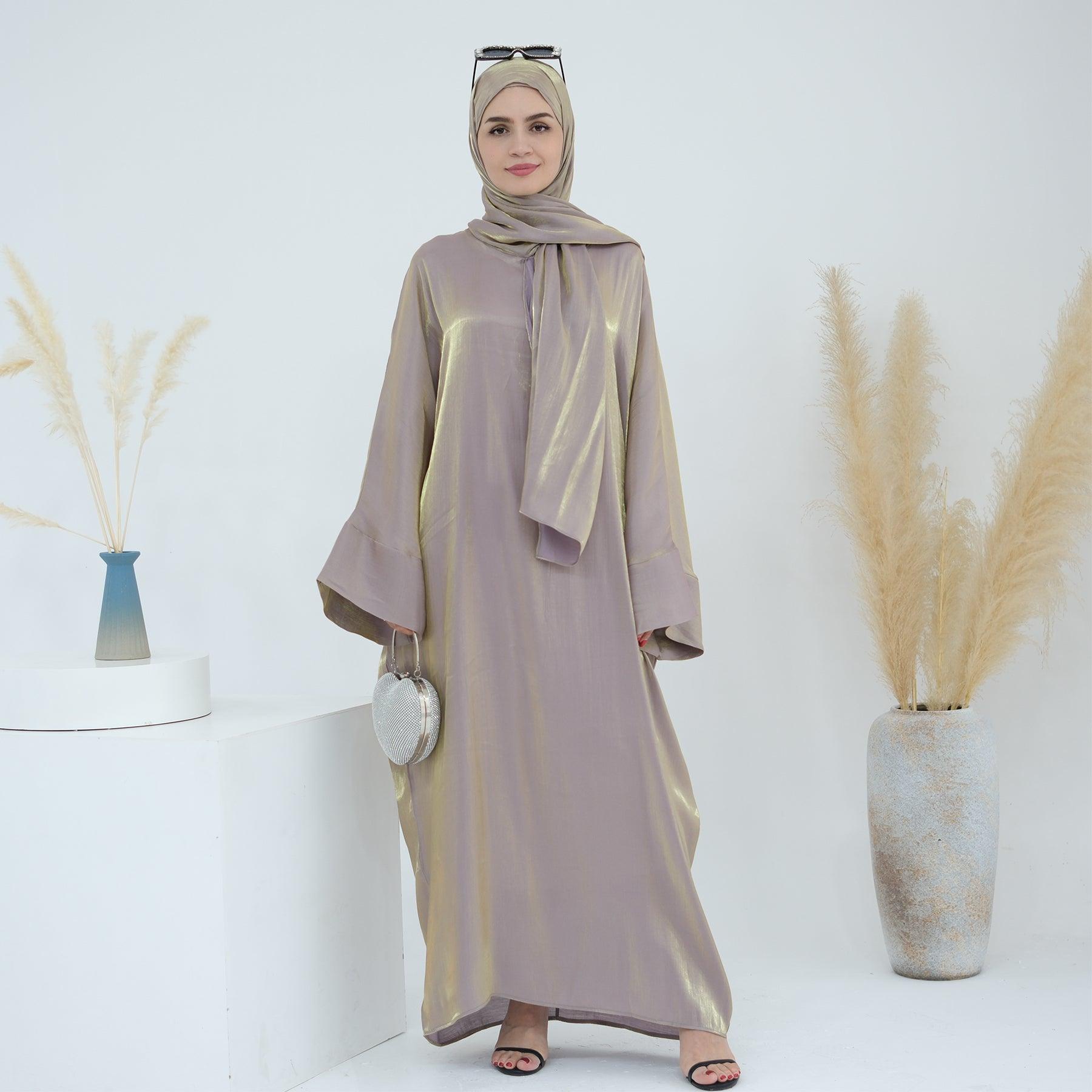 Abaya Dress & Hijab in Metallic Sleeves | Eolante Clothing 