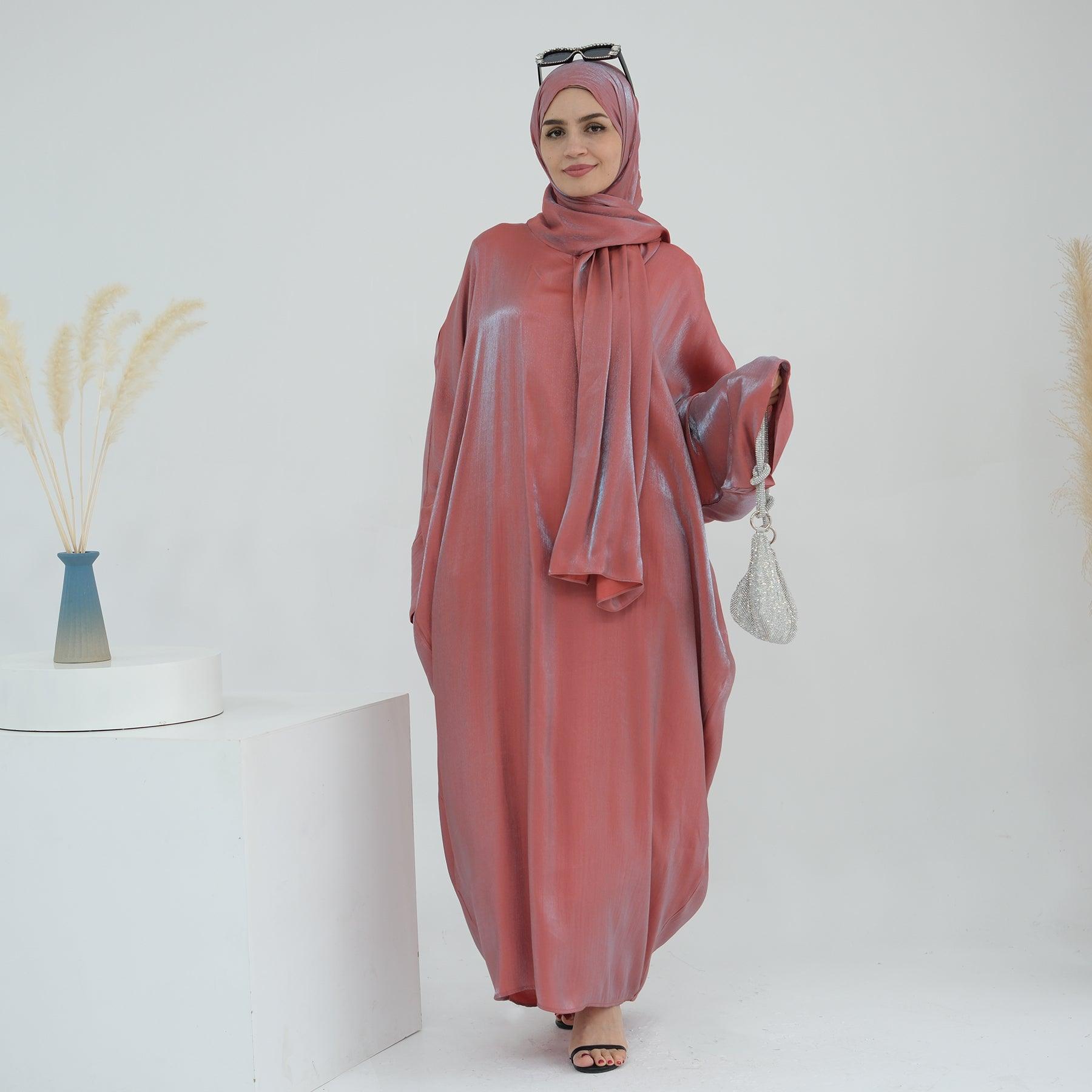 Metallic Butterfly Sleeve Abaya Dress | Eolante Clothing 