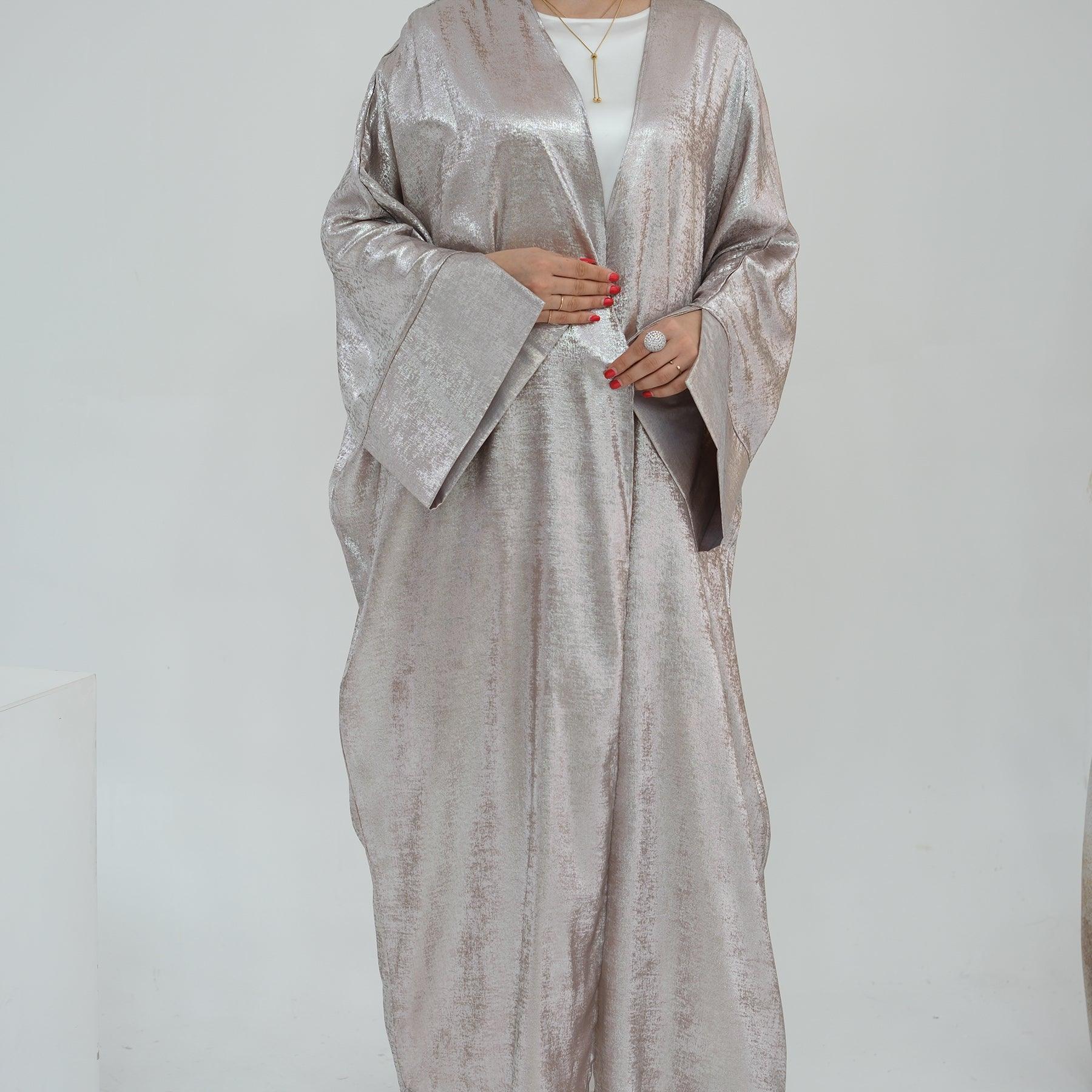 Mauve Shiny Open Abaya | Eolante Clothing 