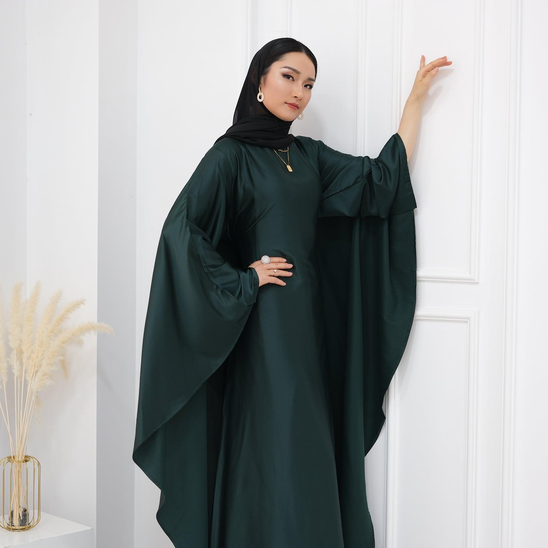 Butterfly Sleeve in Satin Abaya Dress | Eolante Clothing 