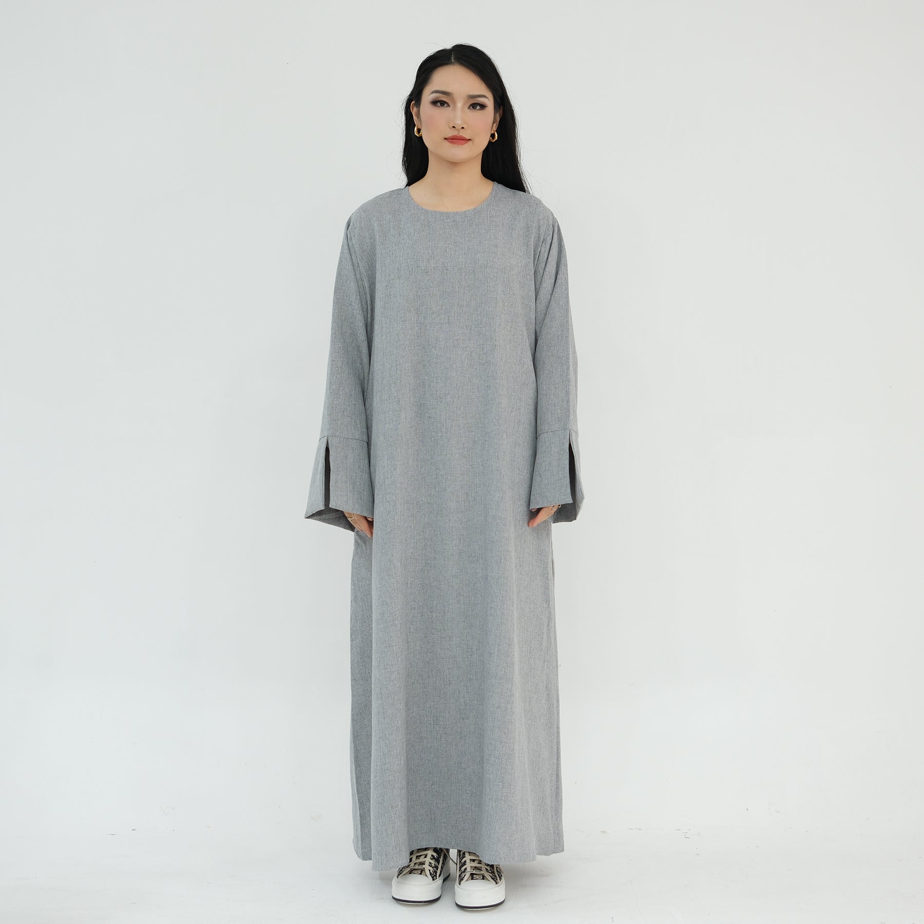 Gray Linen Abaya Dress | Eolante Clothing 