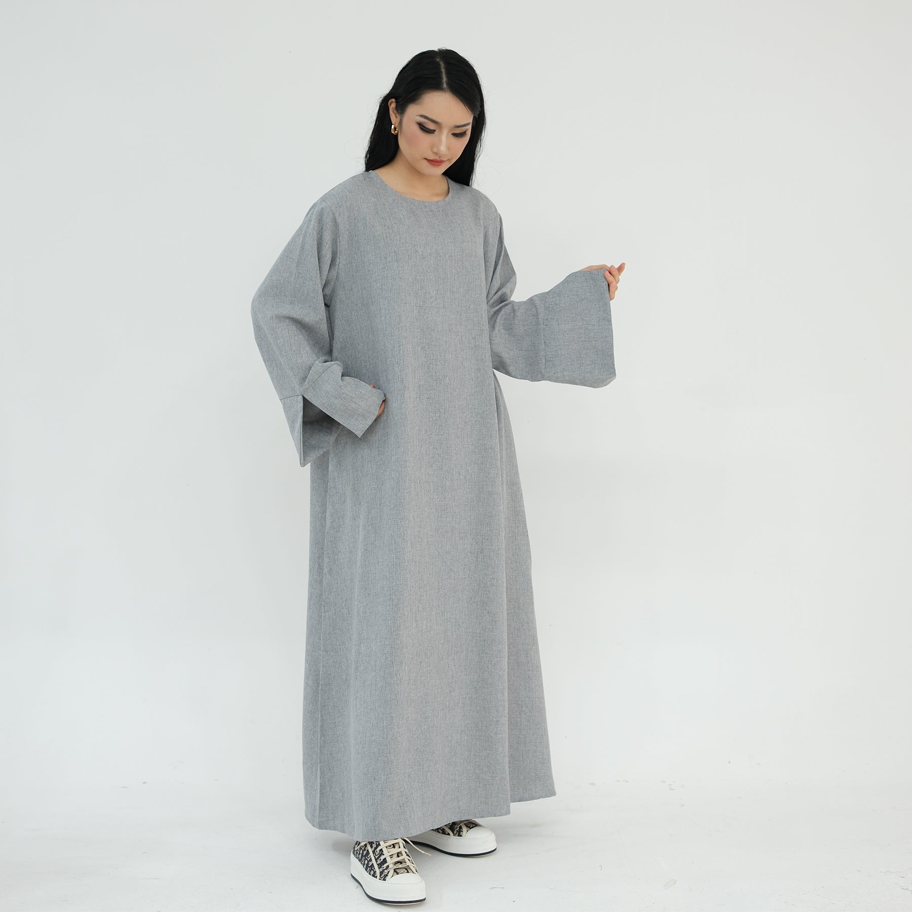 Maxi Dress Abaya in Gray | Eolante Clothing 