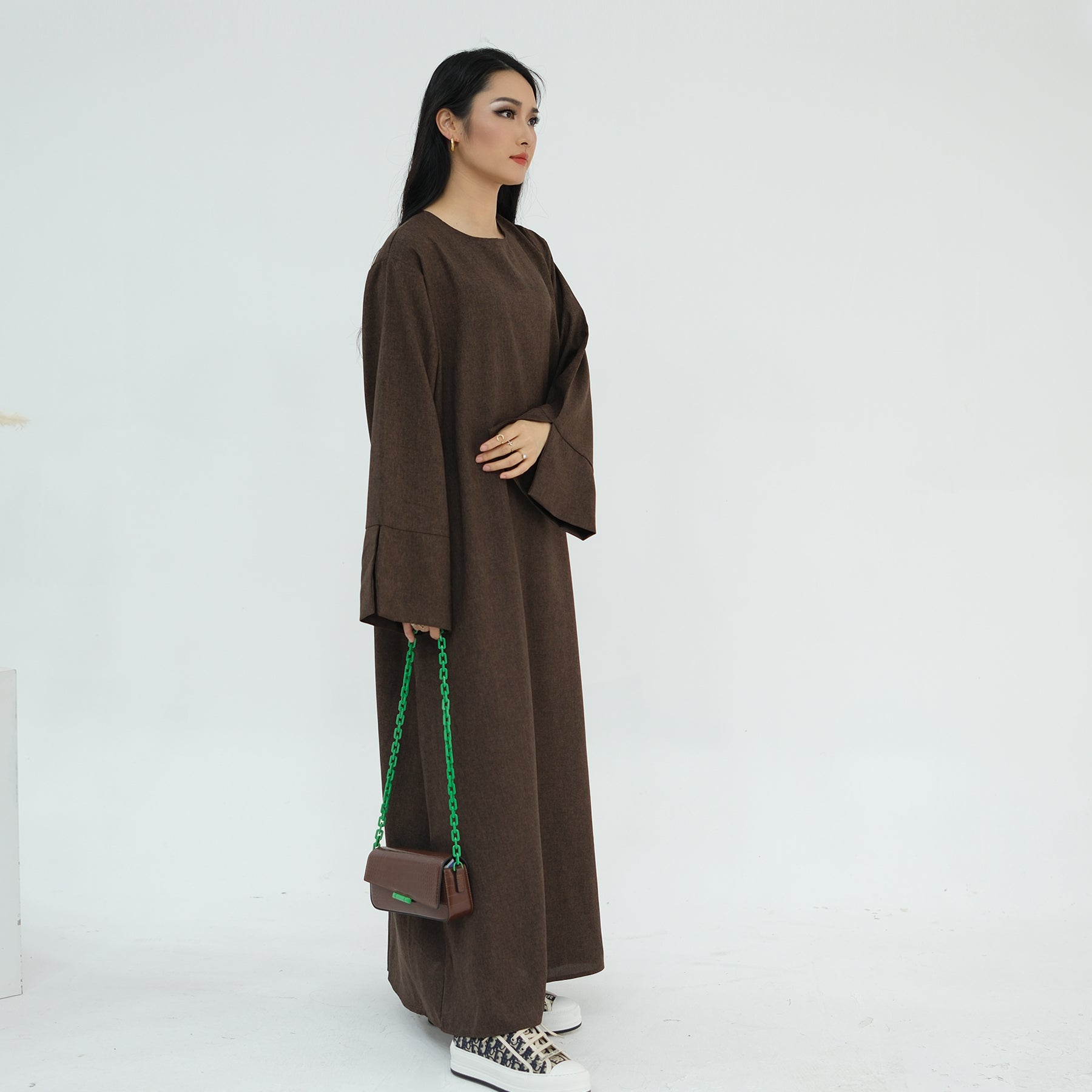 Linen Maxi Dress in Coffee | Eolante Clothing 