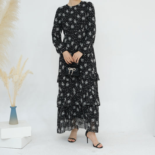 Floral Flowy Maxi Dress Abaya