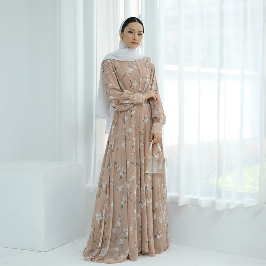 Floral Flowy Maxi Dress Abaya