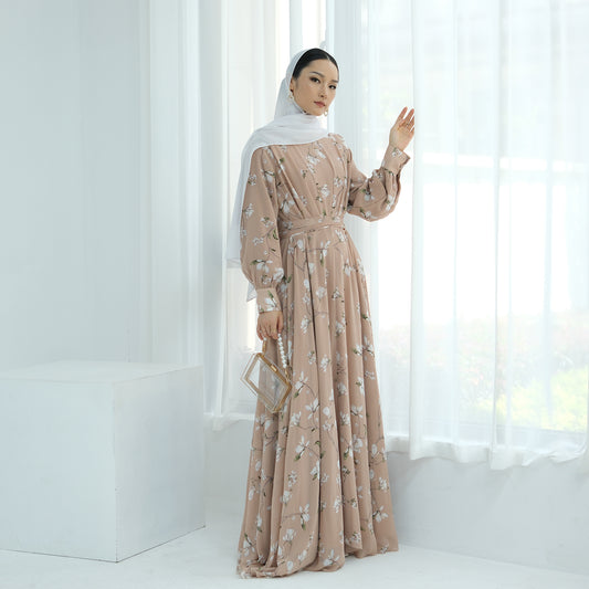 Floral Flowy Maxi Dress Abaya