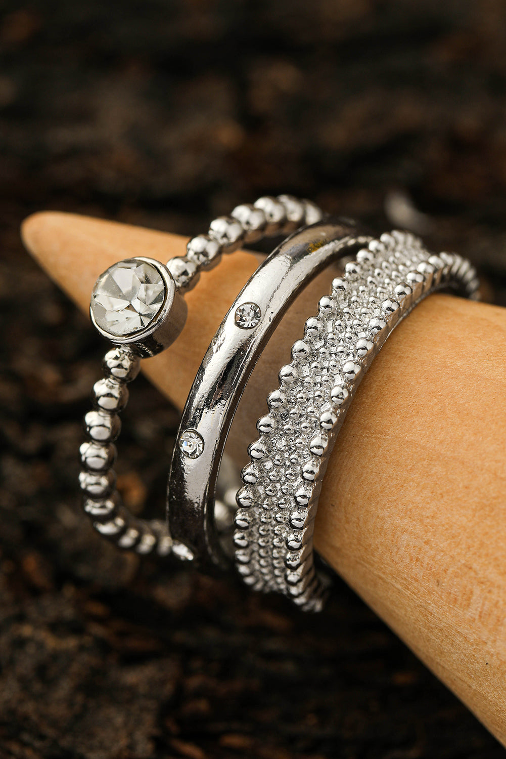 Stack Silver Rhinestones Rings