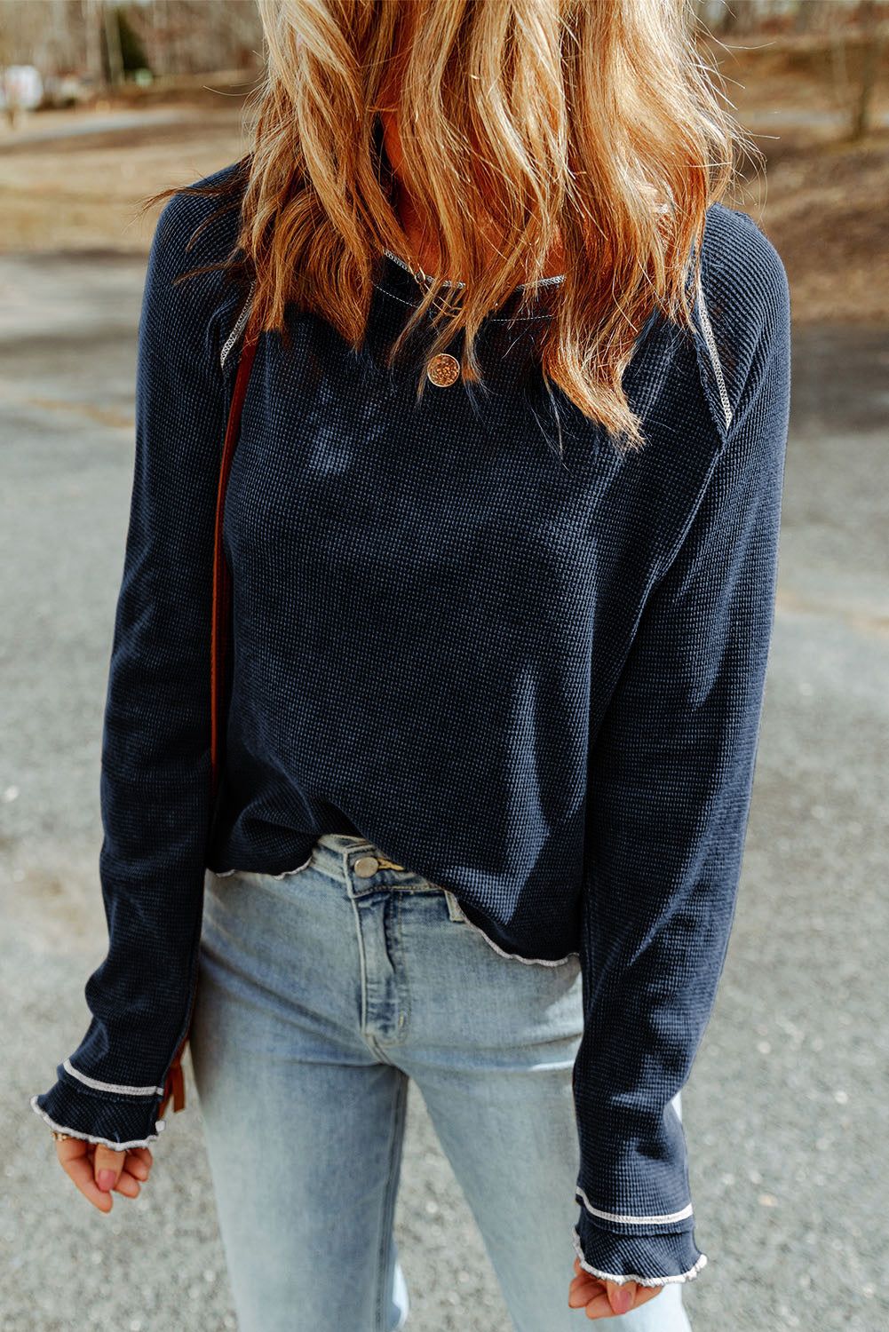 Textured Long Sleeve Top - Eolante Clothing