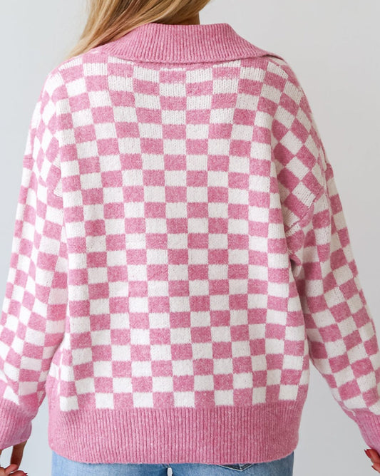 Collared Checkered Sweater - Eolante Clothing