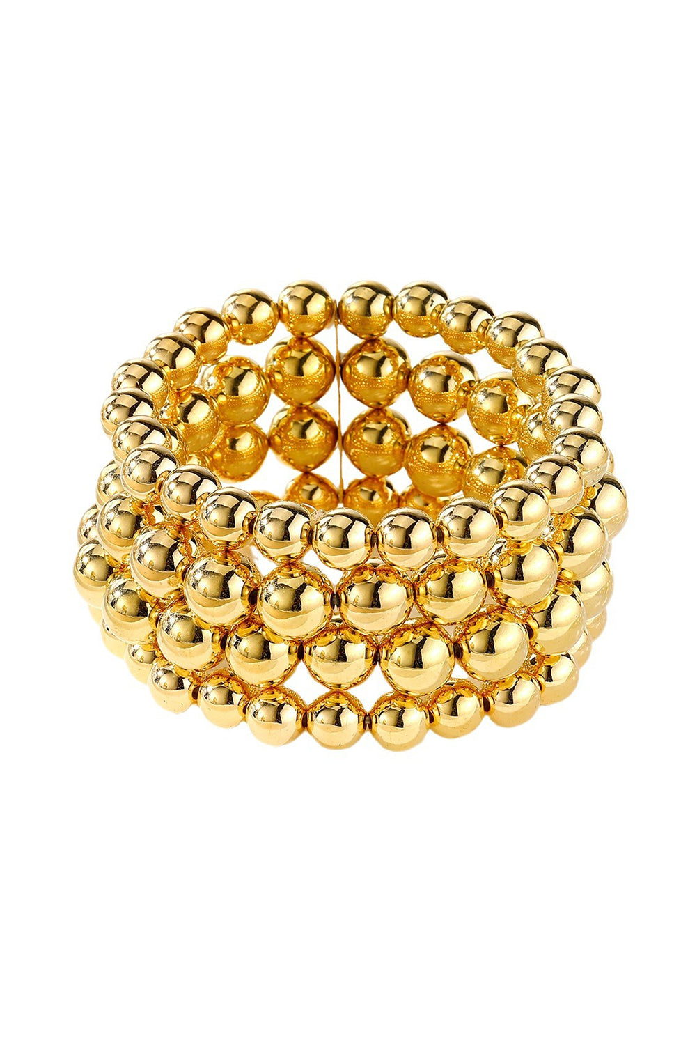 Gold Beaded Bracelet, Elegant Elastic Design - Eolante Clothing