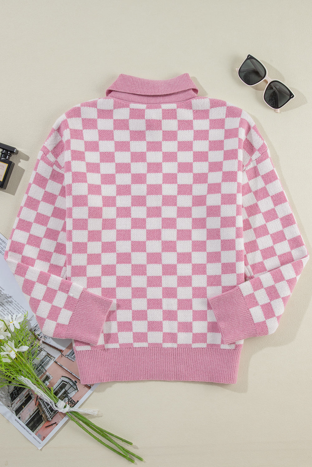 Collared Checkered Sweater - Eolante Clothing