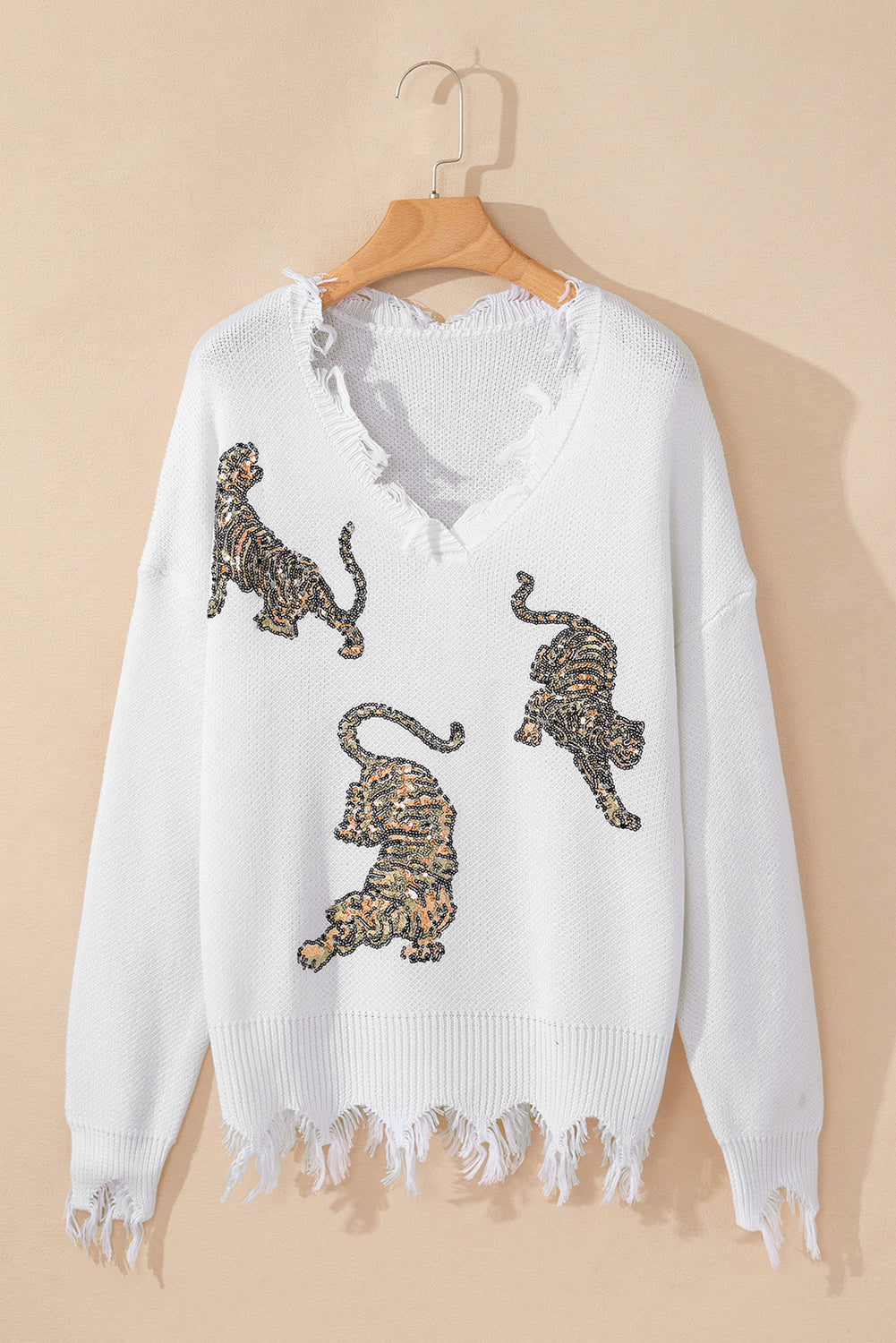 Tiger Sweater in Frayed Sequin - Eolante Clothing