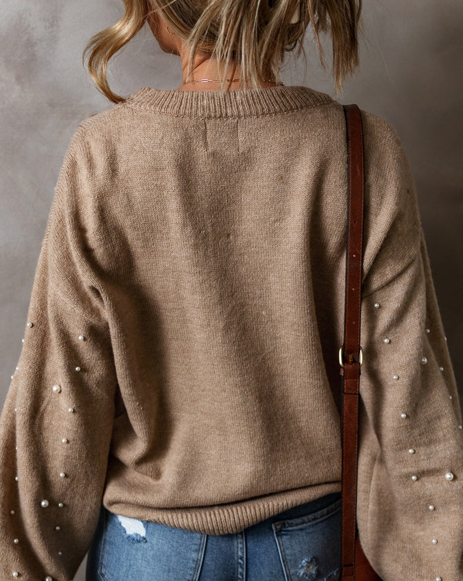 Pearl Drop Shoulder Sweater - Eolante Clothing