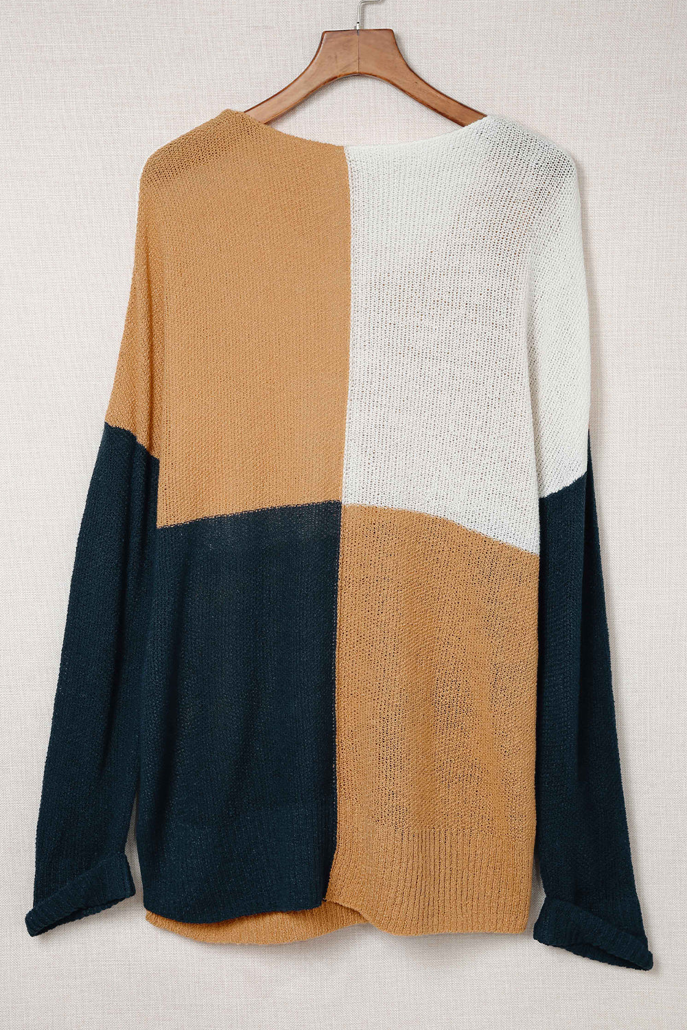 Colorblock Side Slit Plus Size Sweater - Eolante Clothing