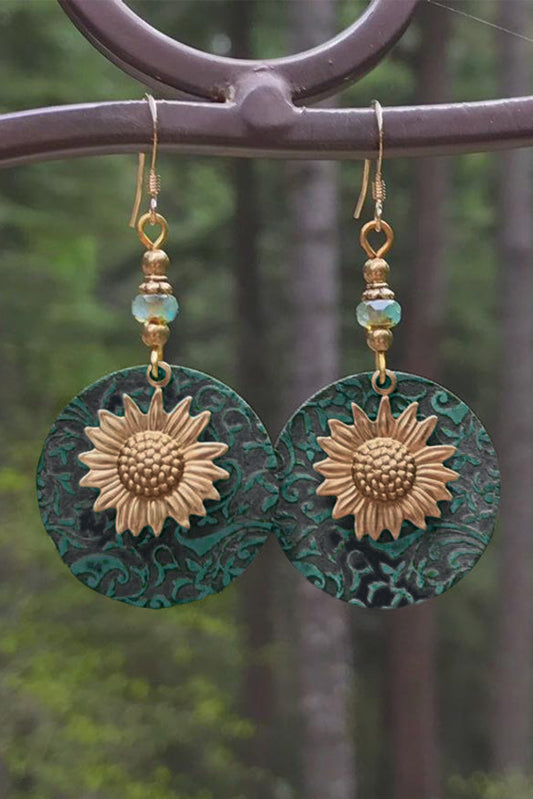 Sunflower Earrings, Disc Dangle - Eolante Clothing