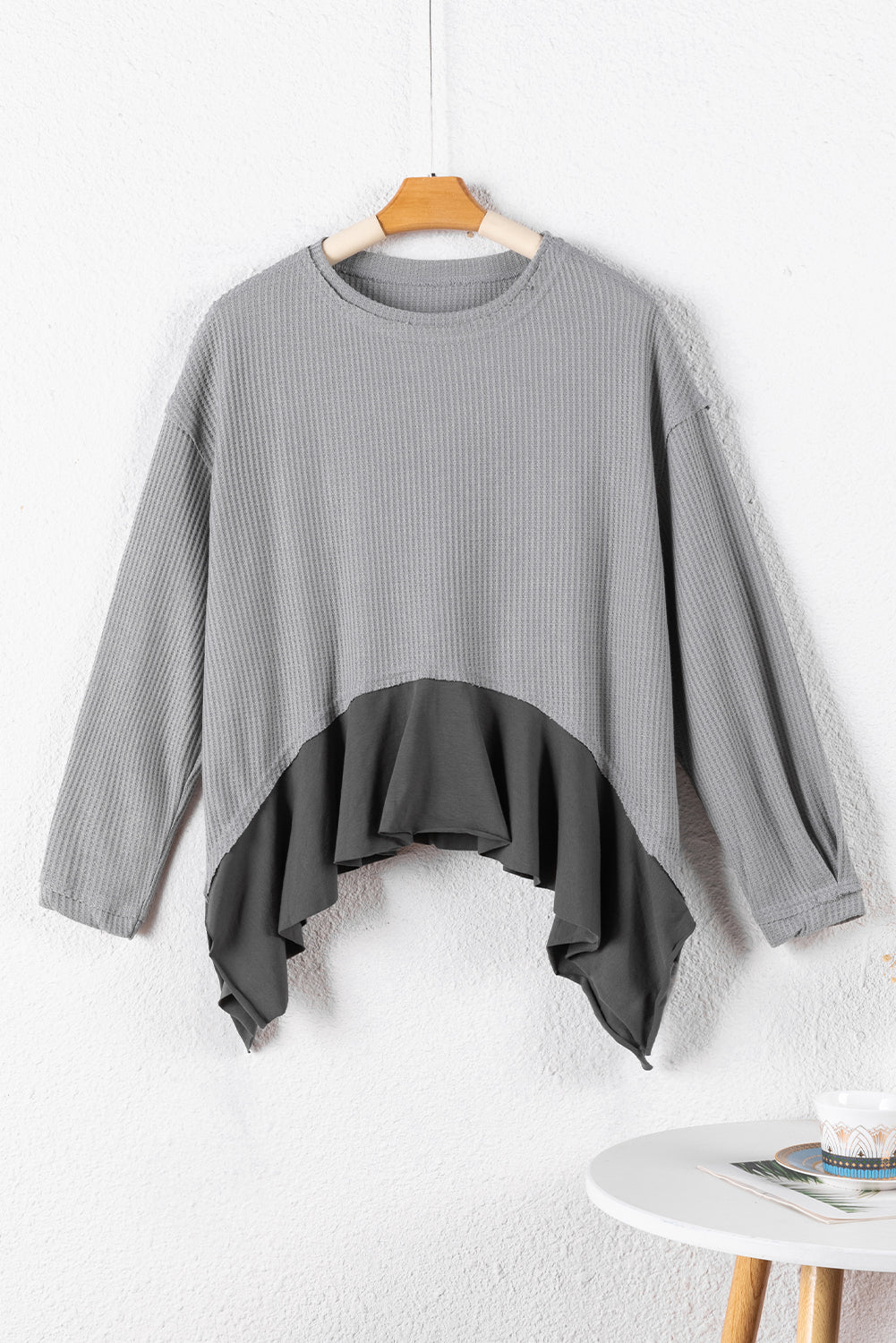 Waffle Ruffle Patchwork Top - Eolante Clothing