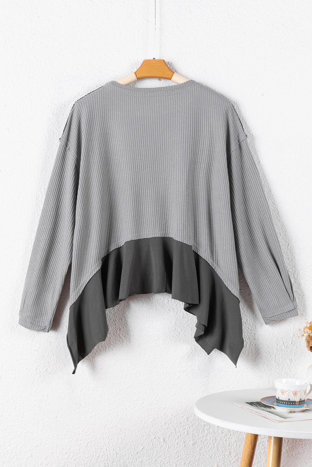 Waffle Ruffle Patchwork Top - Eolante Clothing