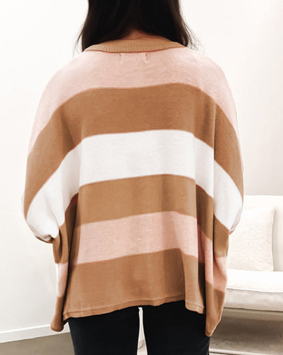 Loose Knit Striped Sweater - Eolante Clothing