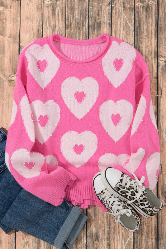 Pearl Design in Heart Sweater - Eolante Clothing