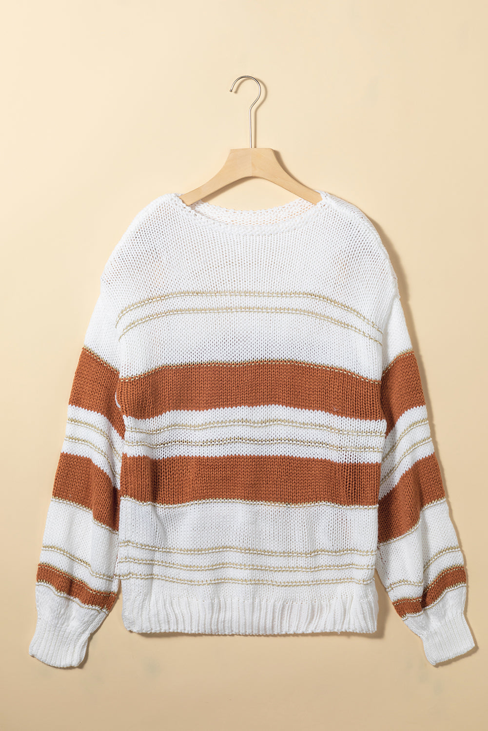 Puff Striped Sleeve in Knit Sweater - Eolante Clothing