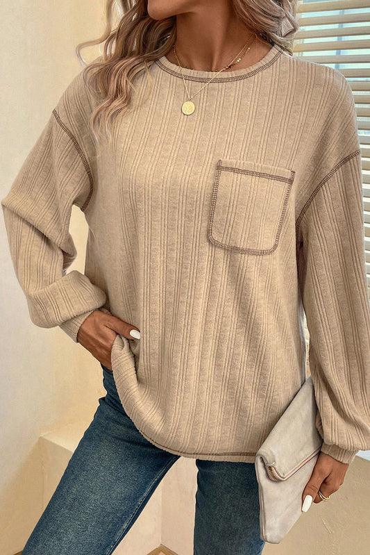 Textured Knit Loose Top - Eolante Clothing