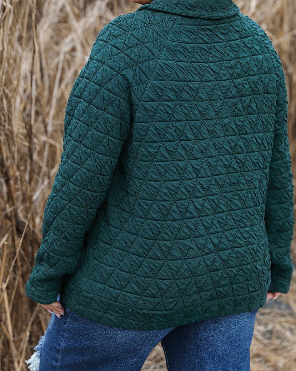 Quilted Pocketed Plus Size Sweatshirt - Eolante Clothing