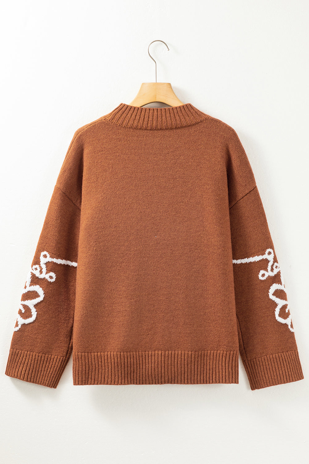 Knitted Floral Ribbed Sweater - Eolante Clothing