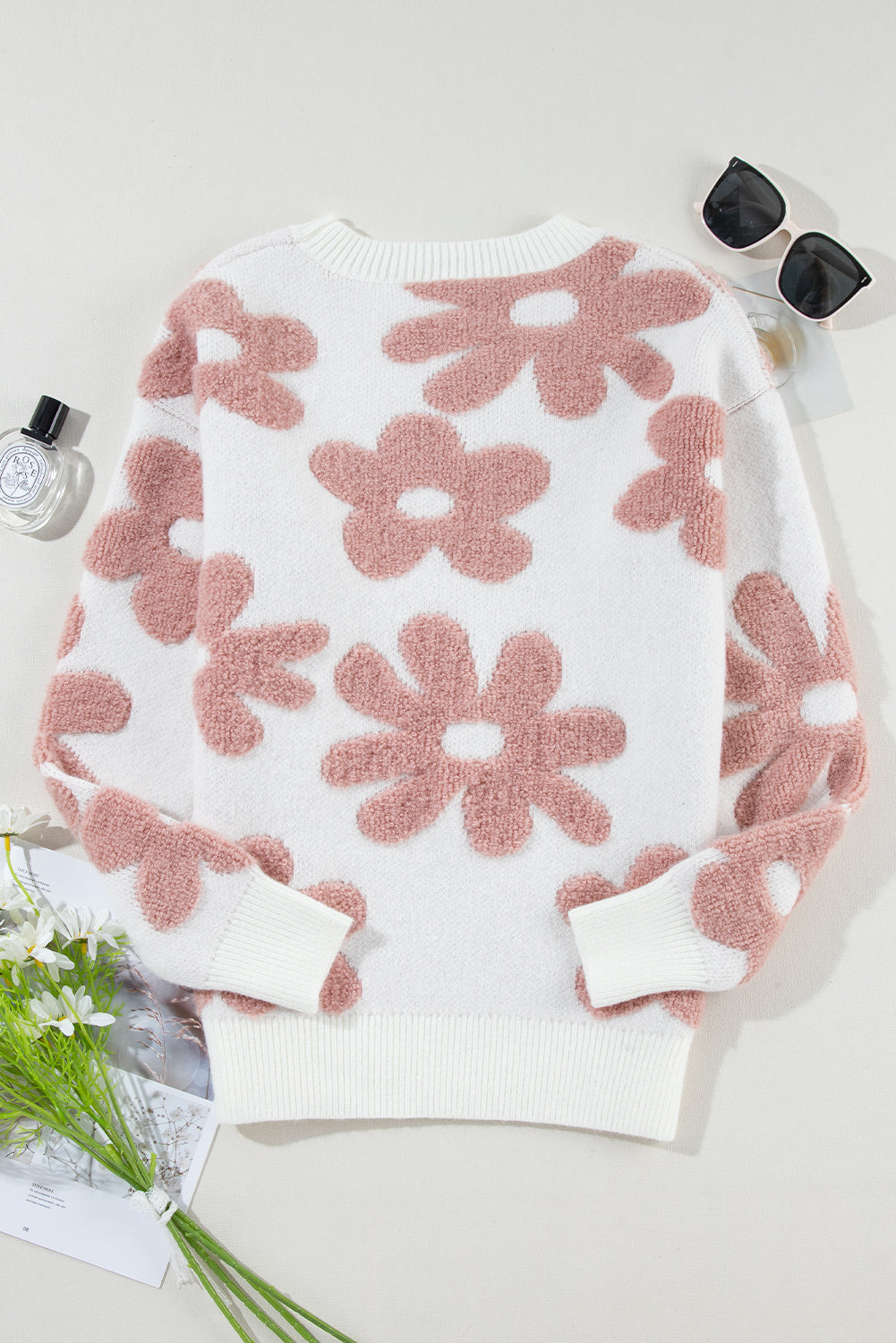 Loose Floral Sweater - Eolante Clothing