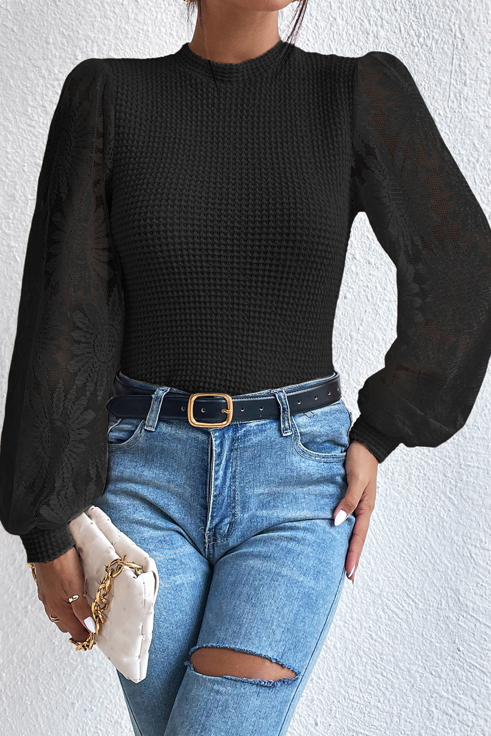 Sunflower Mesh Bubble Sleeve Top - Eolante Clothing