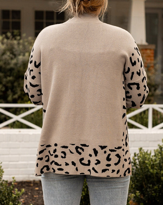 Leopard Patchwork Plus Size Sweater - Eolante Clothing