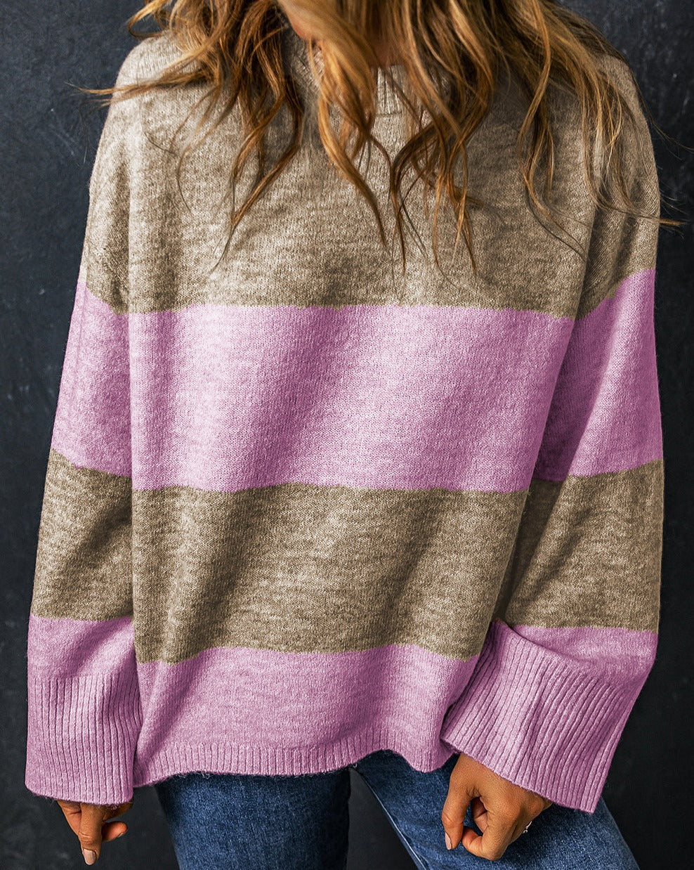 Wide Sleeve Sweater in Stripes - Eolante Clothing