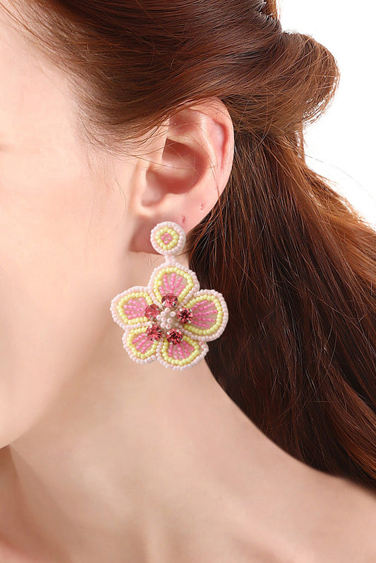 Boho Beaded Floral Gem Earrings