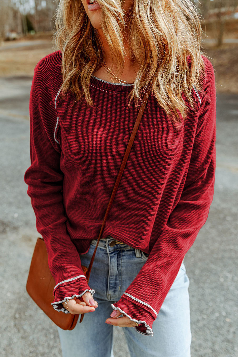 Textured Long Sleeve Top - Eolante Clothing