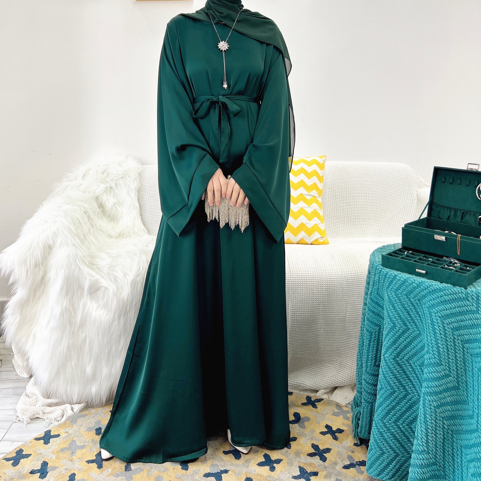 Maxi Dress Abaya in Sea Green | Eolante Clothing 