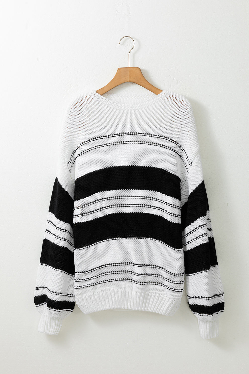 Puff Striped Sleeve in Knit Sweater - Eolante Clothing