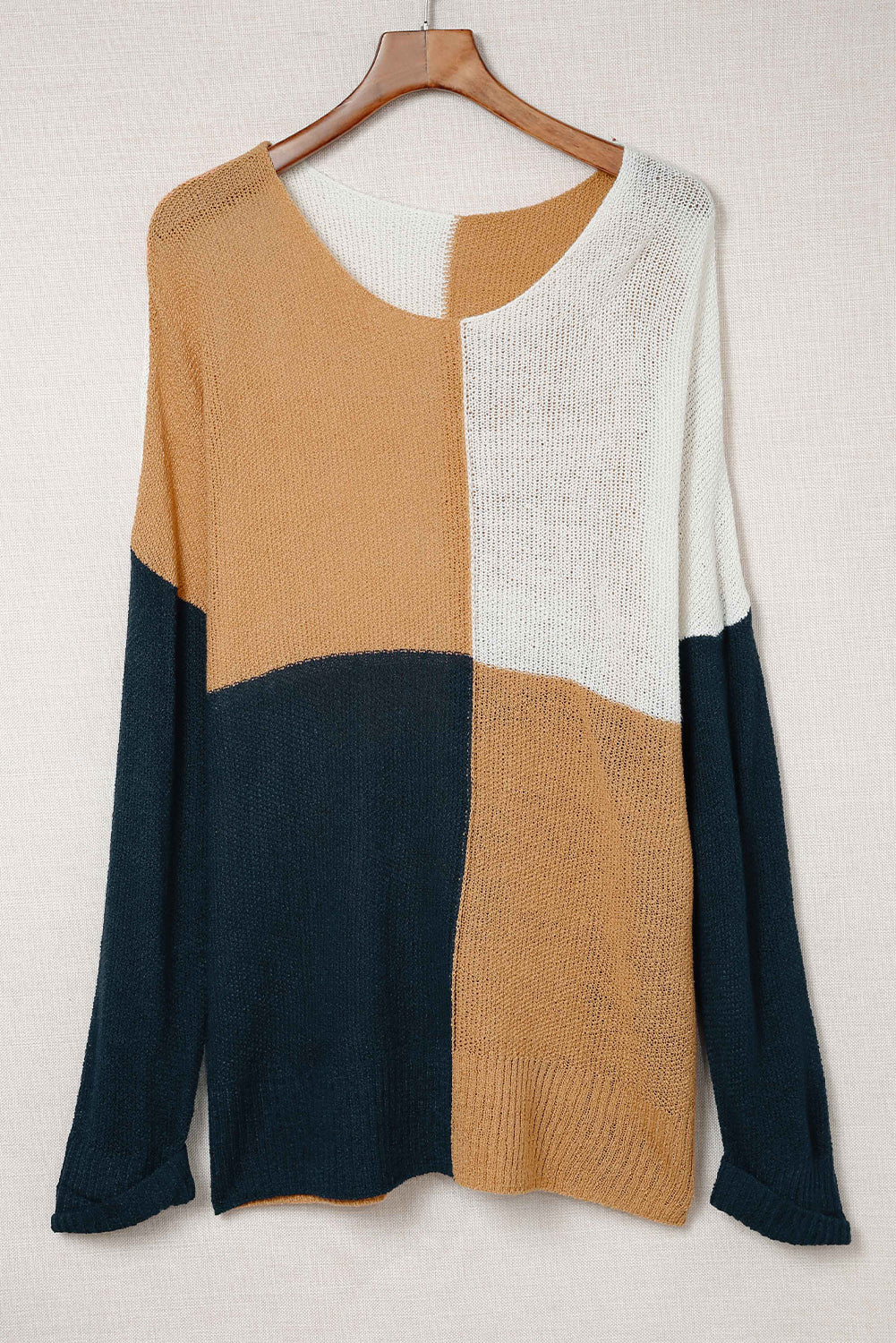 Colorblock Side Slit Plus Size Sweater - Eolante Clothing