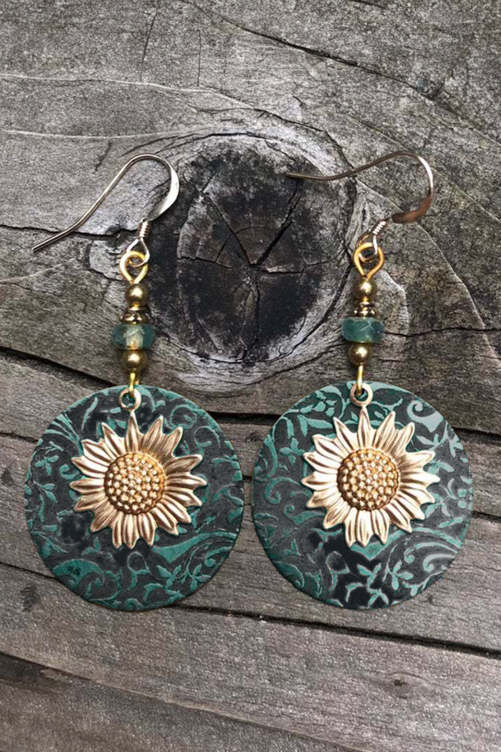 Sunflower Earrings, Disc Dangle - Eolante Clothing