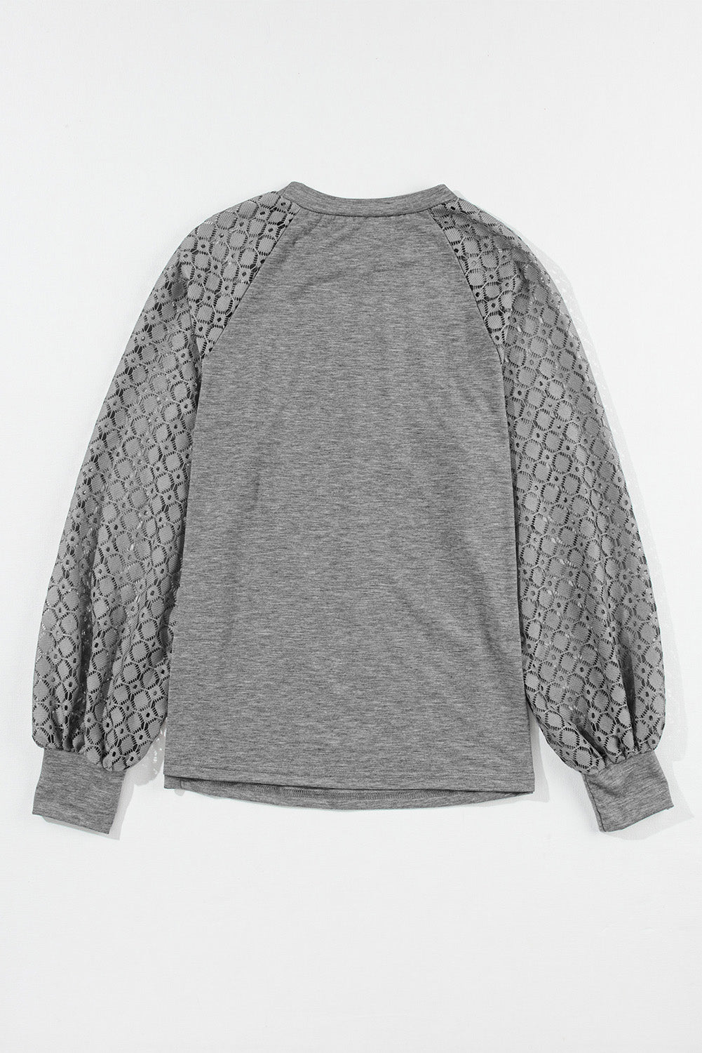 Contrast Lace Plicated Knit Top - Eolante Clothing