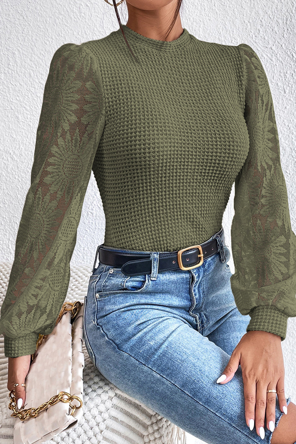 Sunflower Mesh Bubble Sleeve Top - Eolante Clothing